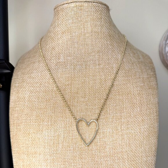 Kendra Scott Jewelry - Kendra Scott Ansley Open Heart Gold Pendant Necklace With Crystals On Dainty Cha